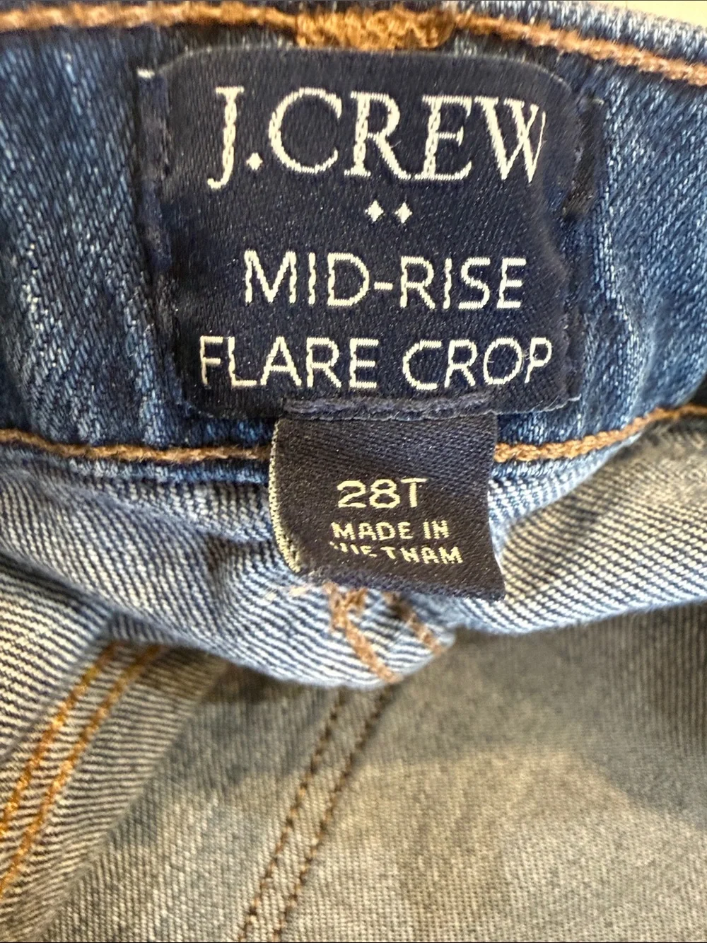 J Crew Mid Rise Flare Cropped Jeans | Size 28T
